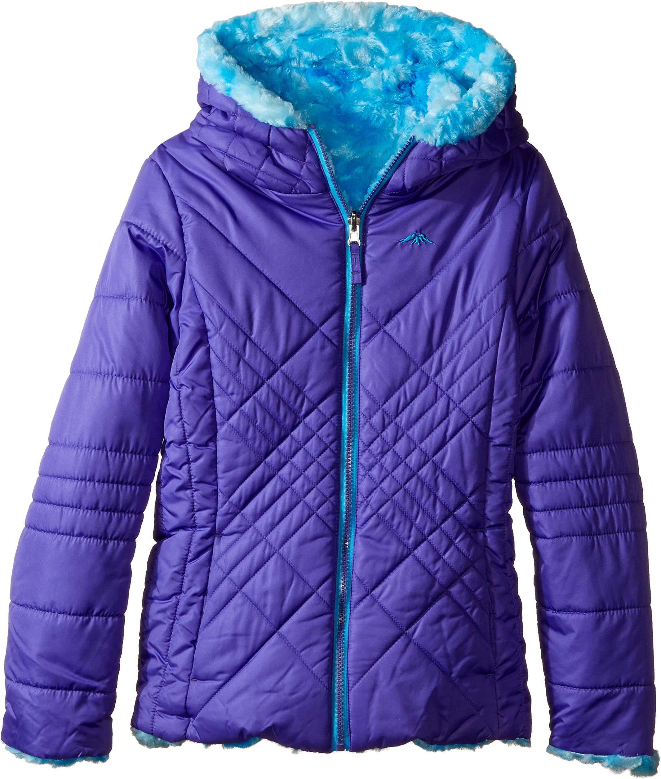 Pacific Trail Girls' Big Reversible Quilted Jacket to Tye Die Faux Fur
