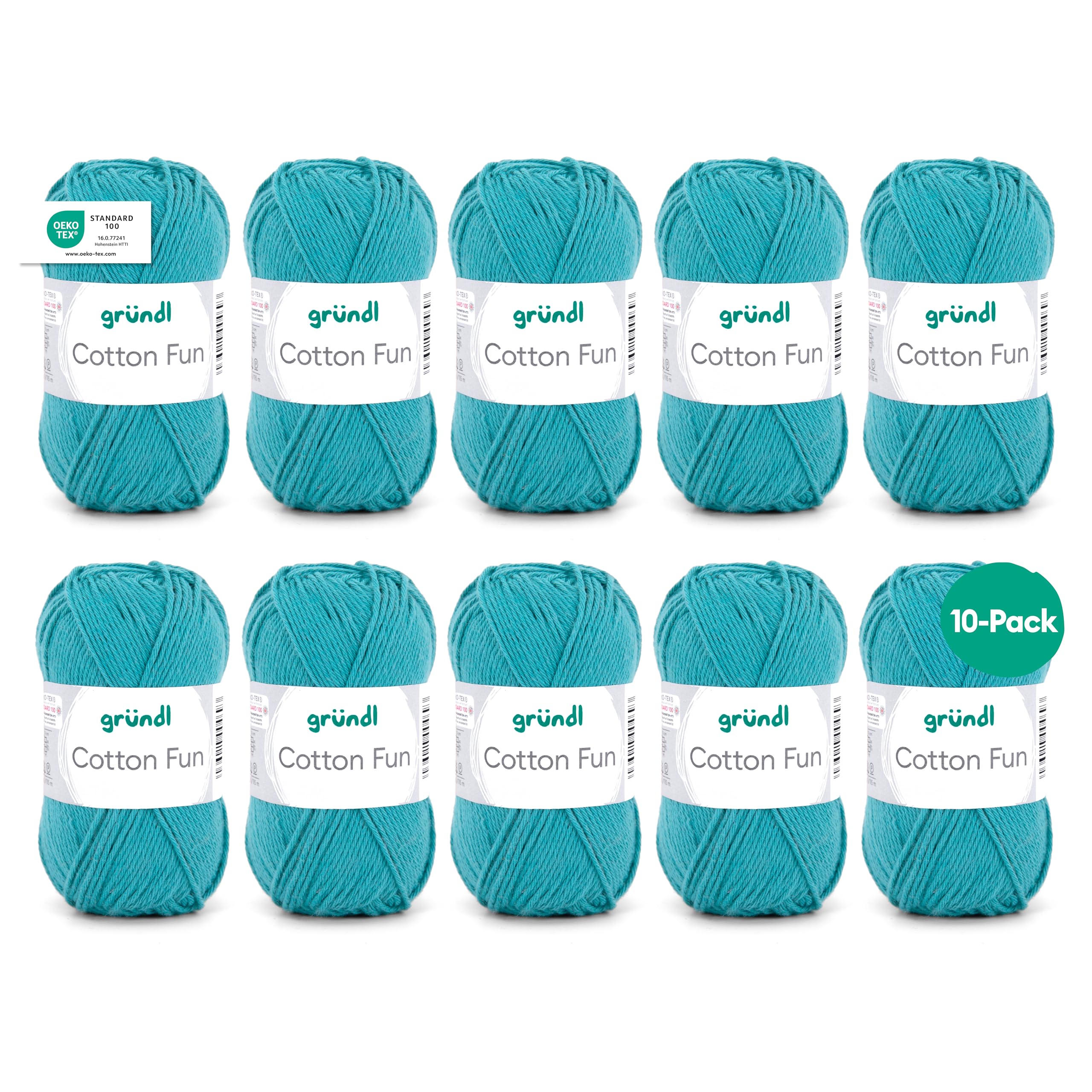 Gründl Cotton Fun Wool Cotton, turquoise, 27.00 x 11.00 x 07.00 cm