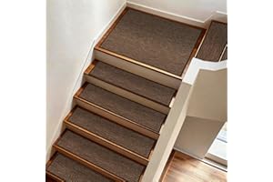 KUEAO Linen Stair Landing Carpet 30"X30" Non Slip Breathable Self-Adhesive Backing Linen Rug for Wooden Steps Peel and Stick 