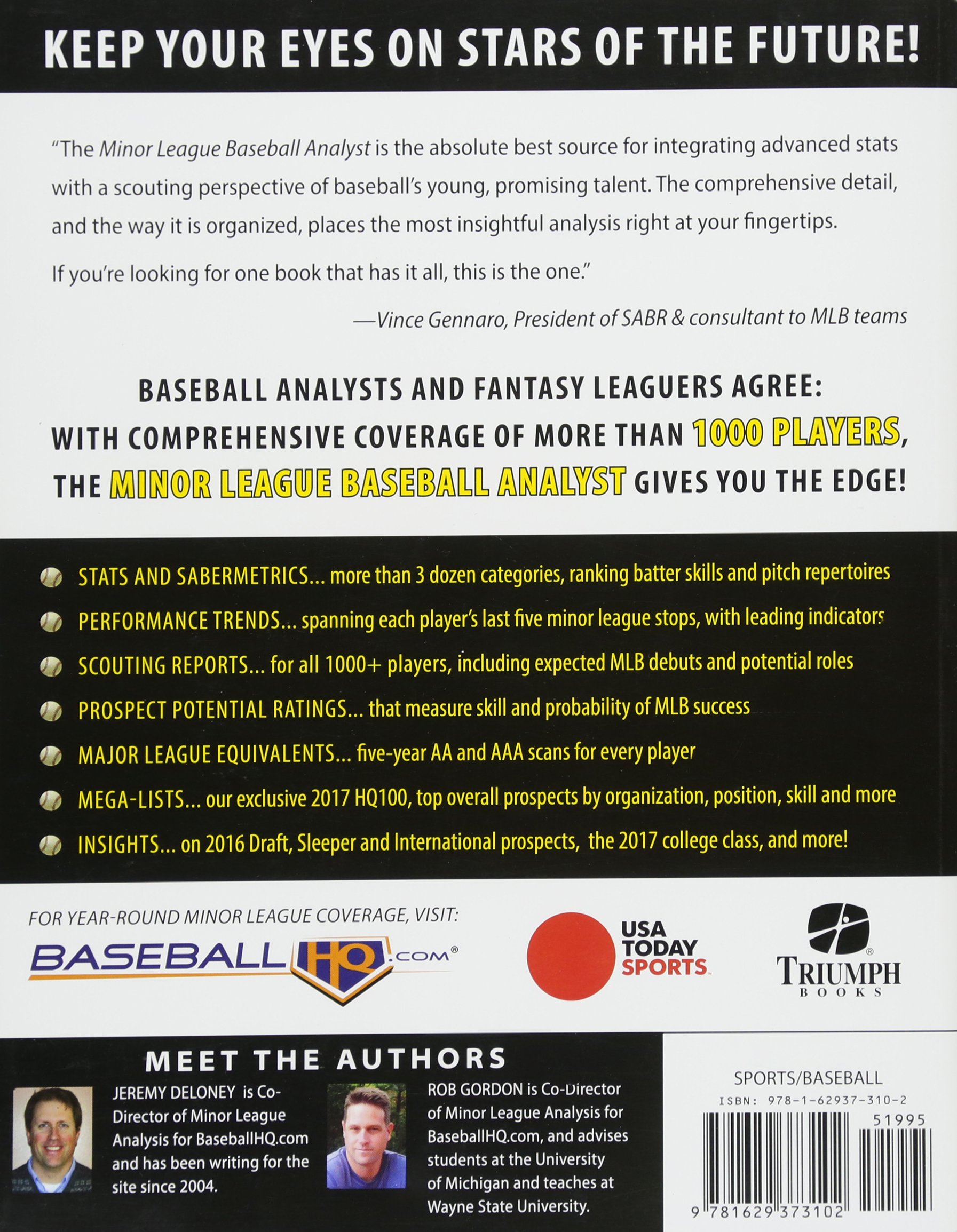 2017 Minor League Baseball Analyst Deloney Jeremy Gordon Rob Hershey Brent 9781629373102 Amazon Com Books