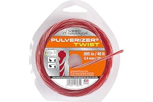 Weed Warrior Pulverizer Twist Universal Trimmer Line, 0.095" Diameter x 40', Red Core/Silver Tips