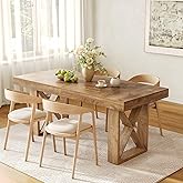 LITTLE TREE 63-Inch Rectangle Dining Table for 4-6 People, Farmhouse Thick Appearance Design, Rectangular Kitchen Dinner Tabl