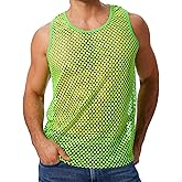 ABAFIP Men's Fishnet Mesh Tank Top Sleeveless Sheer Shirt Gym Workout Fitted Muscle Top Undershirt