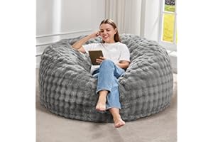 Hobestluk Bean Bag Chairs Adult Bean Bags Beanbag Chair with Filler, Giant Bean Bag Chairs for Aduts (Grey, 4FT)