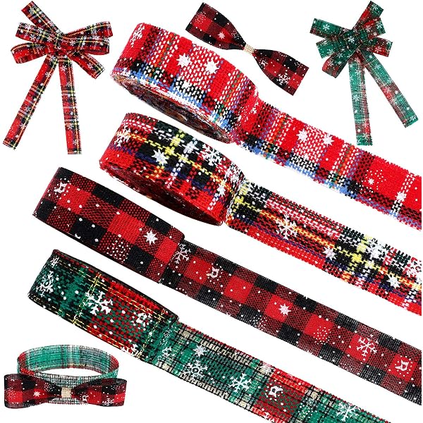 Gift Wrapping Ribbon Konsait Christmas Ribbon Set - 12 Yards 1 Inch ...