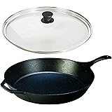 Lodge Seasoned Cast Iron Skillet with Tempered Glass Lid (15 Inch) - Cast Iron Frying Pan with Lid Set