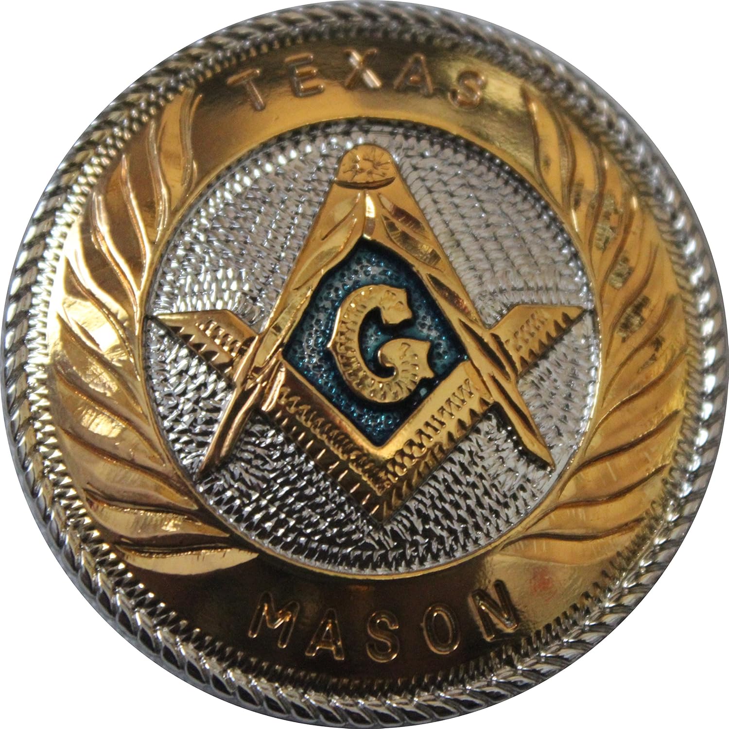 Large Texas Mason Decorative Masonic Concho, Square and