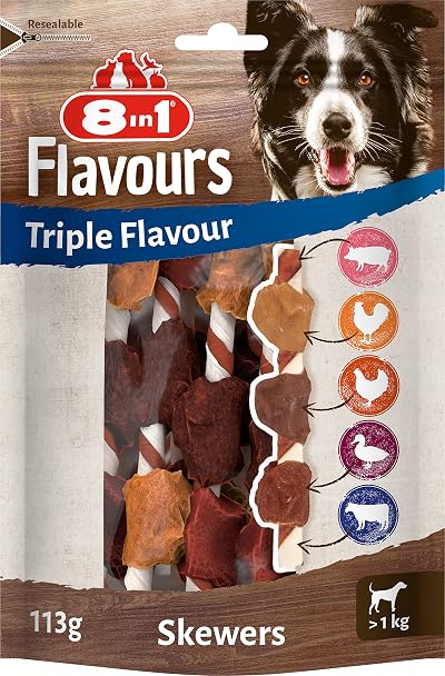 8in1 8in1 Triple Flavour Skewers Chew Sticks for Dogs 113g 6 Pieces