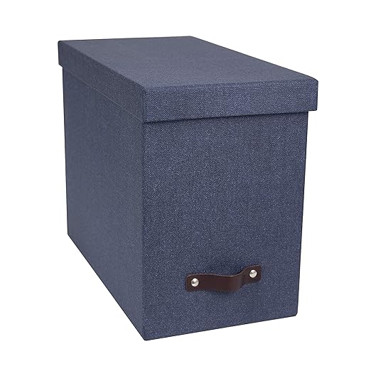 Bigso John Canvas Paper Laminate Desktop File Storage Box, Blue Amazon