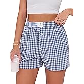 ANRABESS Boxer Shorts for Women Gingham Pajama 2026 Summer Casual Lounge Sleep Plaid Shorts Y2K Beach Bottoms