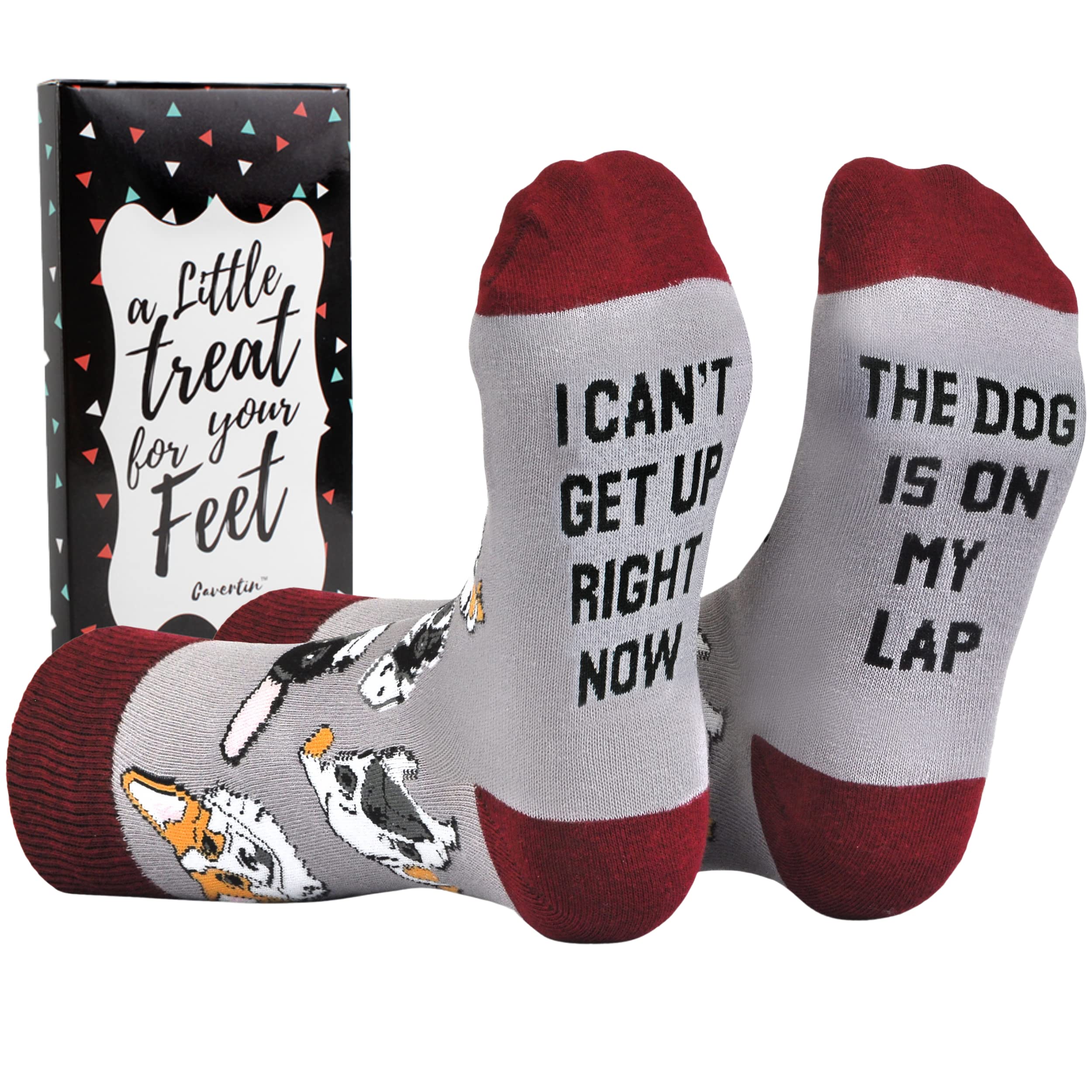 Cavertin Women's Cat Mom Dog Mum Book Novelty Socks with Gift Box (Dog)