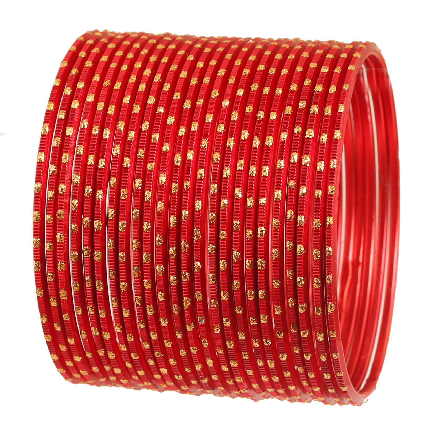 Touchstone New Colorful 2 Dozen Bangle Collection Indian Bollywood Alloy Metal Textured Red Color Designer Jewelry Special Large Size Bangle Bracelets Set of 24 in Antique Gold Tone for Women