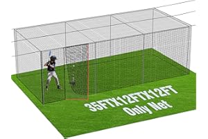 RIIFRILY Baseball Batting Cage Nets,20‘L/ 35'L/55'L/70'L Baseball and Softball Cage Netting, Enclosed HDPE #42 /#45 Netting Batting Cages for Backyard and Indoor (NET ONLY)
