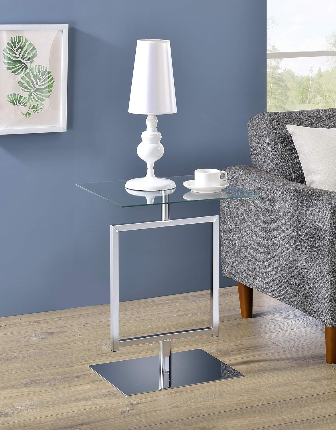Kings Brand Furniture - Modern Accent Side End Table, Metal/Glass (Chrome): Kitchen & Dining