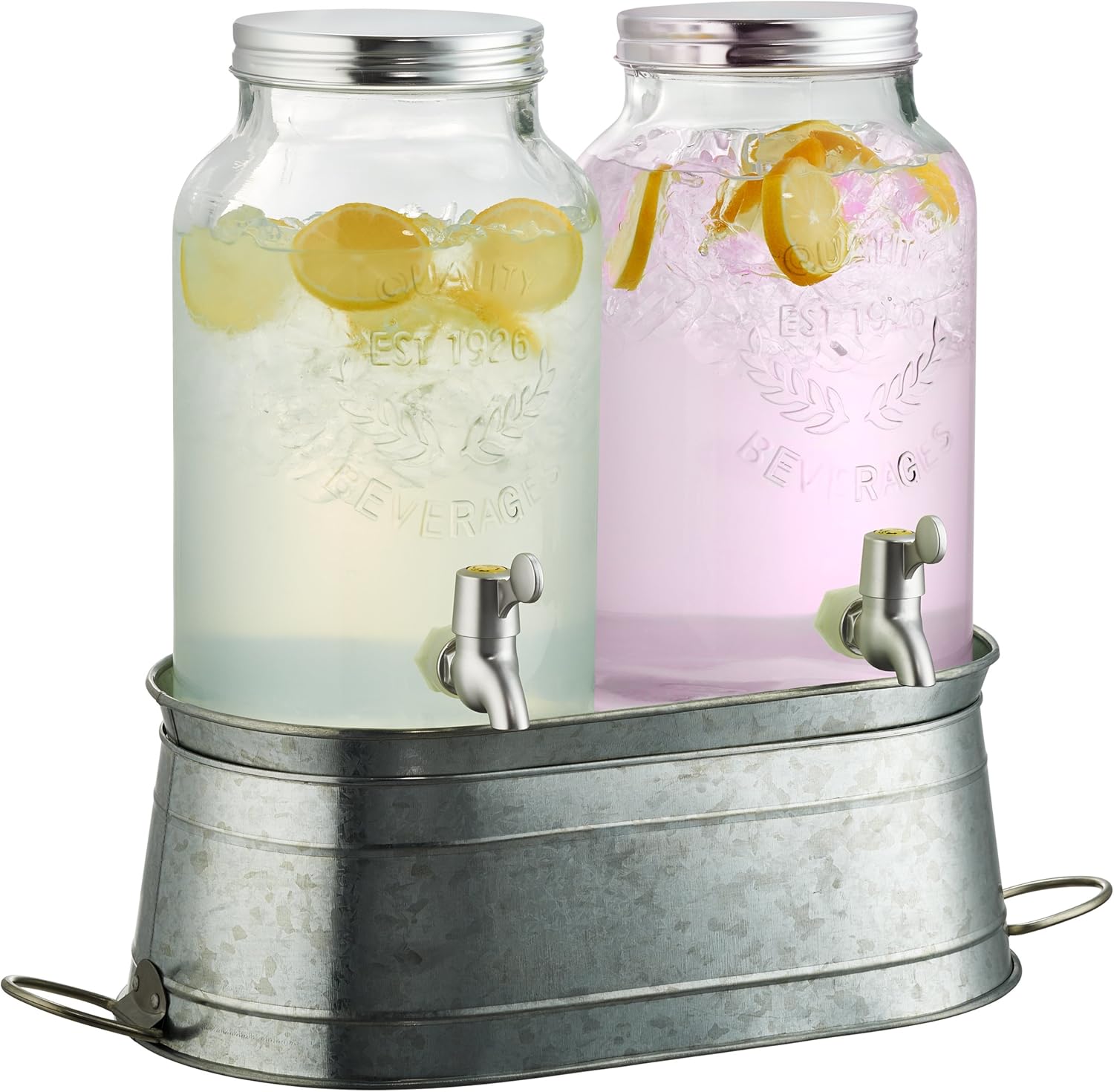 Farmstand Beverage Dispenser With Galvanized Steel Frame Glass