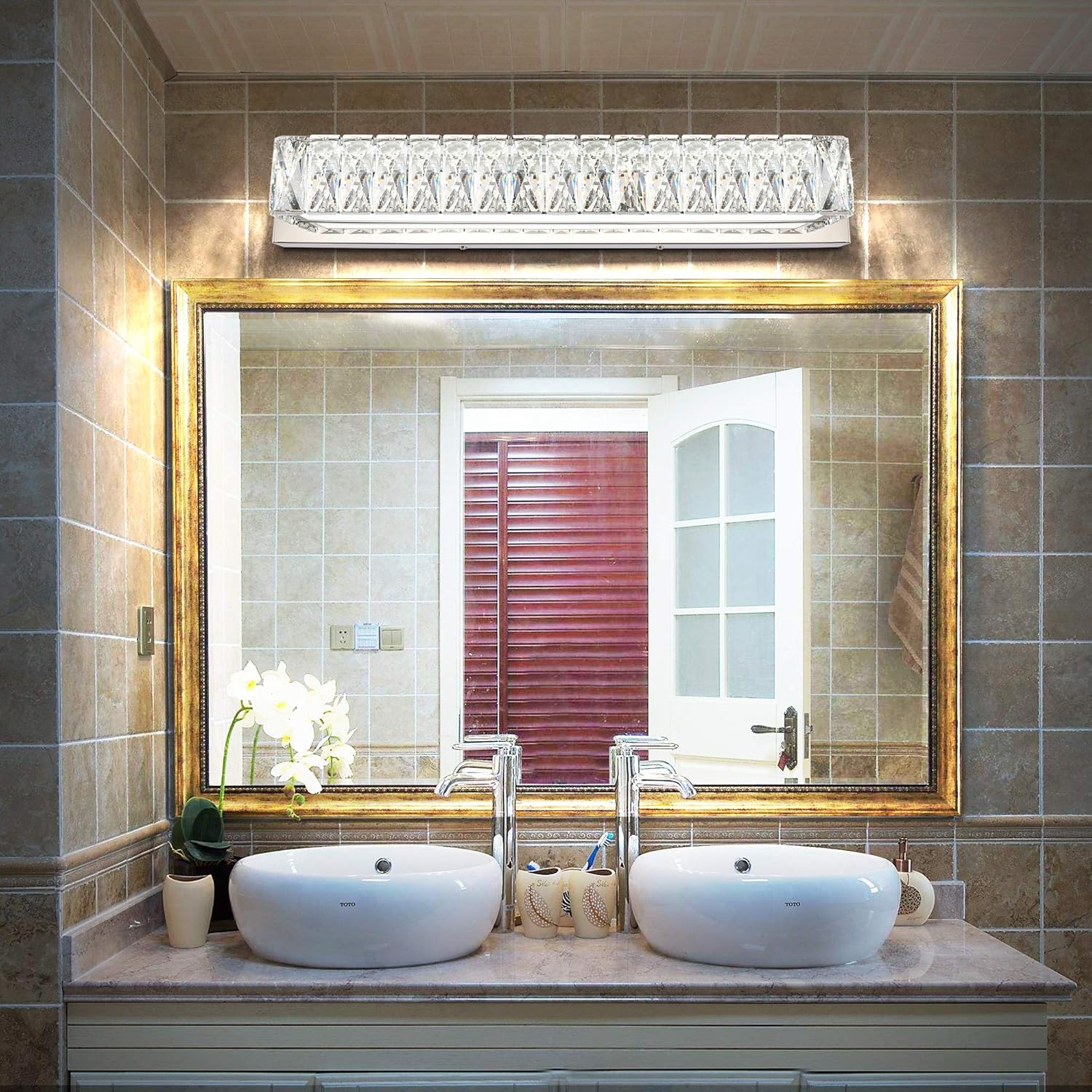 ZUZITO Crystal Bathroom Vanity Lighting Fixtures 7500 Modern LED Vanity Lights Over Mirror White Light - - 