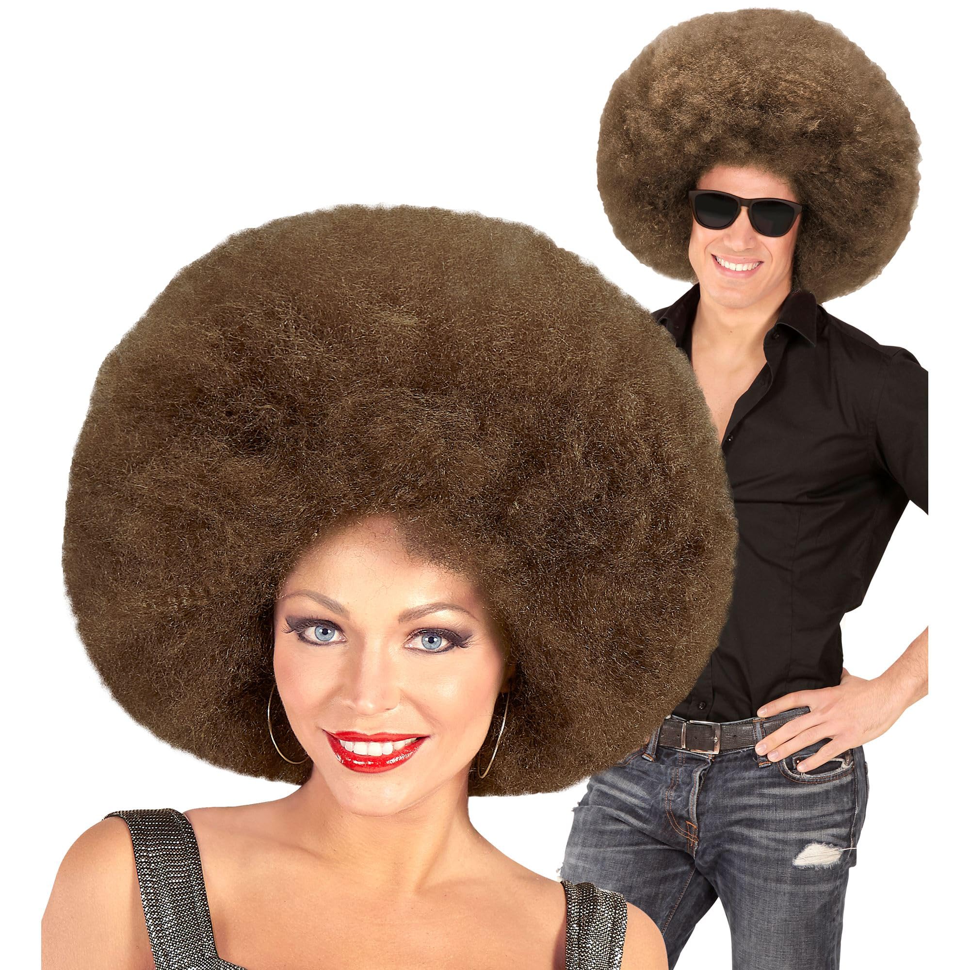 WIDMANN 04671 Adult Ladies Brown Oversized Afro Wig. Perfect for 70s and 80s parties as well any legends of rock!