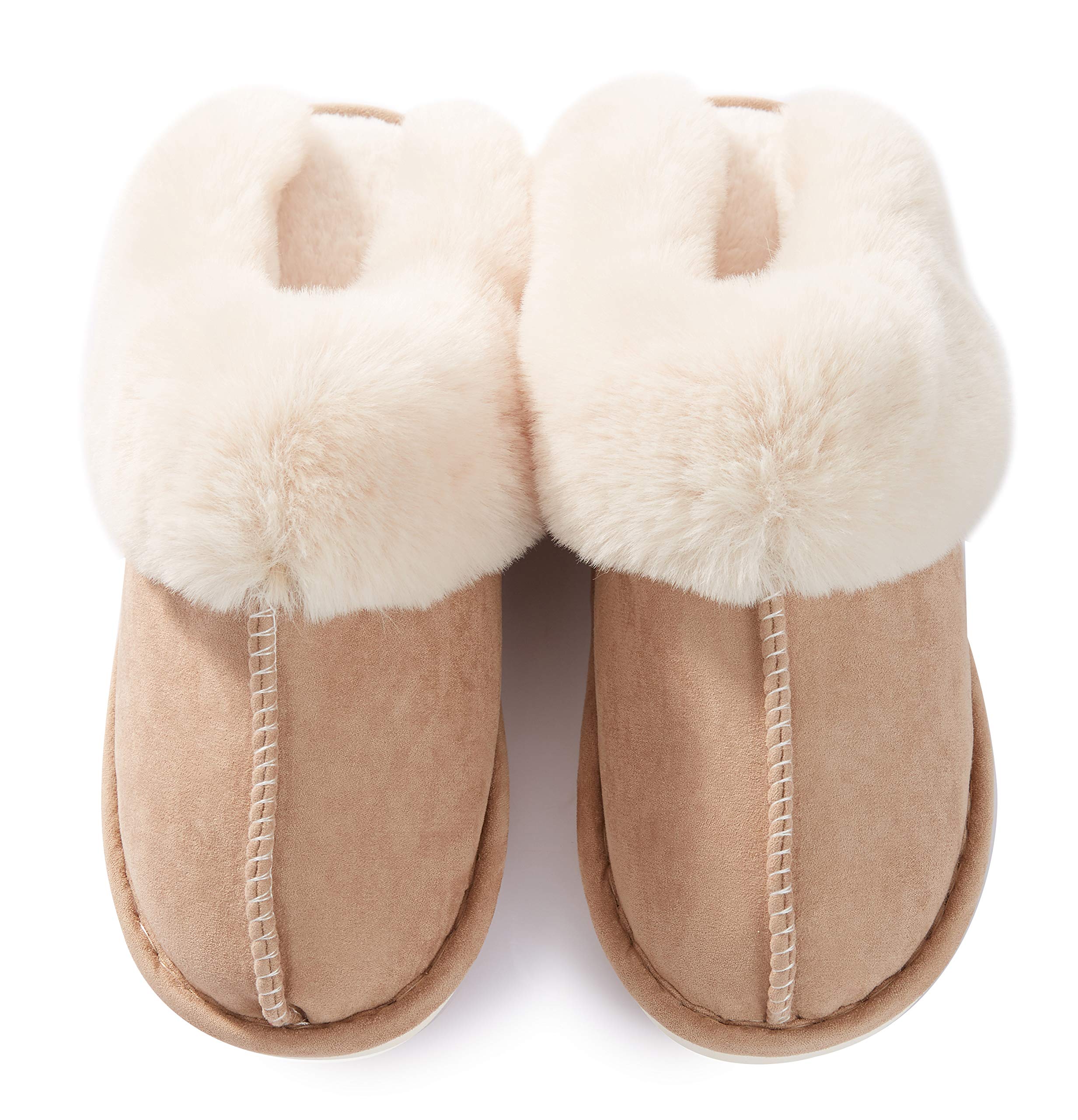 Donpapa Womens Slipper with Memory Foam Fluffy Soft Warm Slip On House Slippers Anti-Skid Cozy Plush for Indoor Outdoor