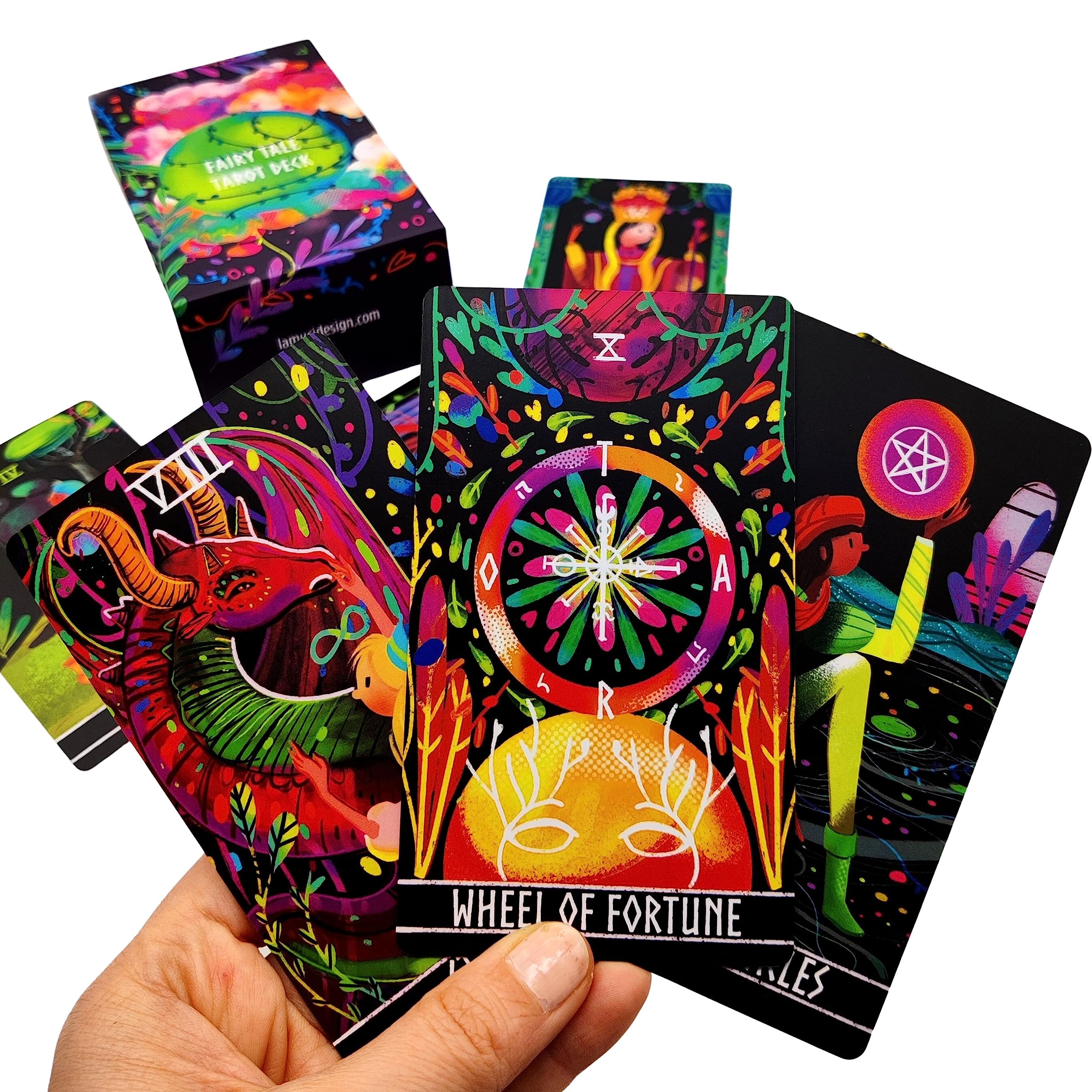 Fairy Tale Tarot Deck with Guidebook – 78-Card Set with Major & Minor Arcana, Floral Design, Ideal for Beginners
