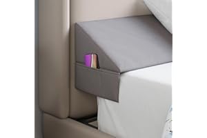 BEKWEIM Wedge Pillow Headboard Bed Gap Filler King - Headboard Pillow Size 76 X 10 X 6 - Long Pillow for Bed Wedge Gap Filler with Large Pocket for Bed Accessories - Mattress Gap Filler King Bed (Grey)