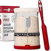 KNEADACE Pro Sourdough Bread Starter Kit - 34 oz Large Capacity Sourdough Starter Jar with 5 unique features for the perfect sour dough bread & sourdough starter kit - sourdough supplies (KA06)