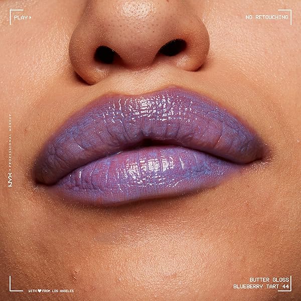 NYX PROFESSIONAL MAKEUP BUTTER GLOSS, NON-STICKY LIP GLOSS – BLUEBERRY TART (PERIWINKLE BLUE)