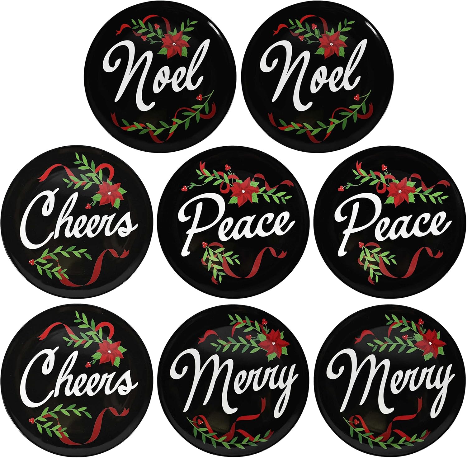 Amazon.com: Set of 8-8&quot; Christmas Themed Melamine Dessert Plates - 4