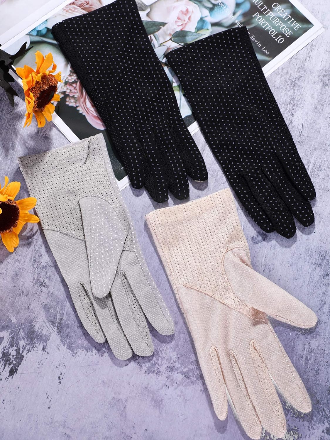 Boao 3 Pairs Women Sun Protective Gloves UV Protection Summer Sunblock Gloves Touchscreen Gloves for Driving Riding: Clothing