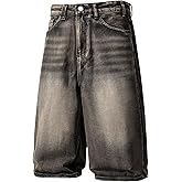 Vamtac Mens Baggy Jean Shorts Y2K Washed Long Denim Shorts Casual Loose Fit Streetwear Jorts