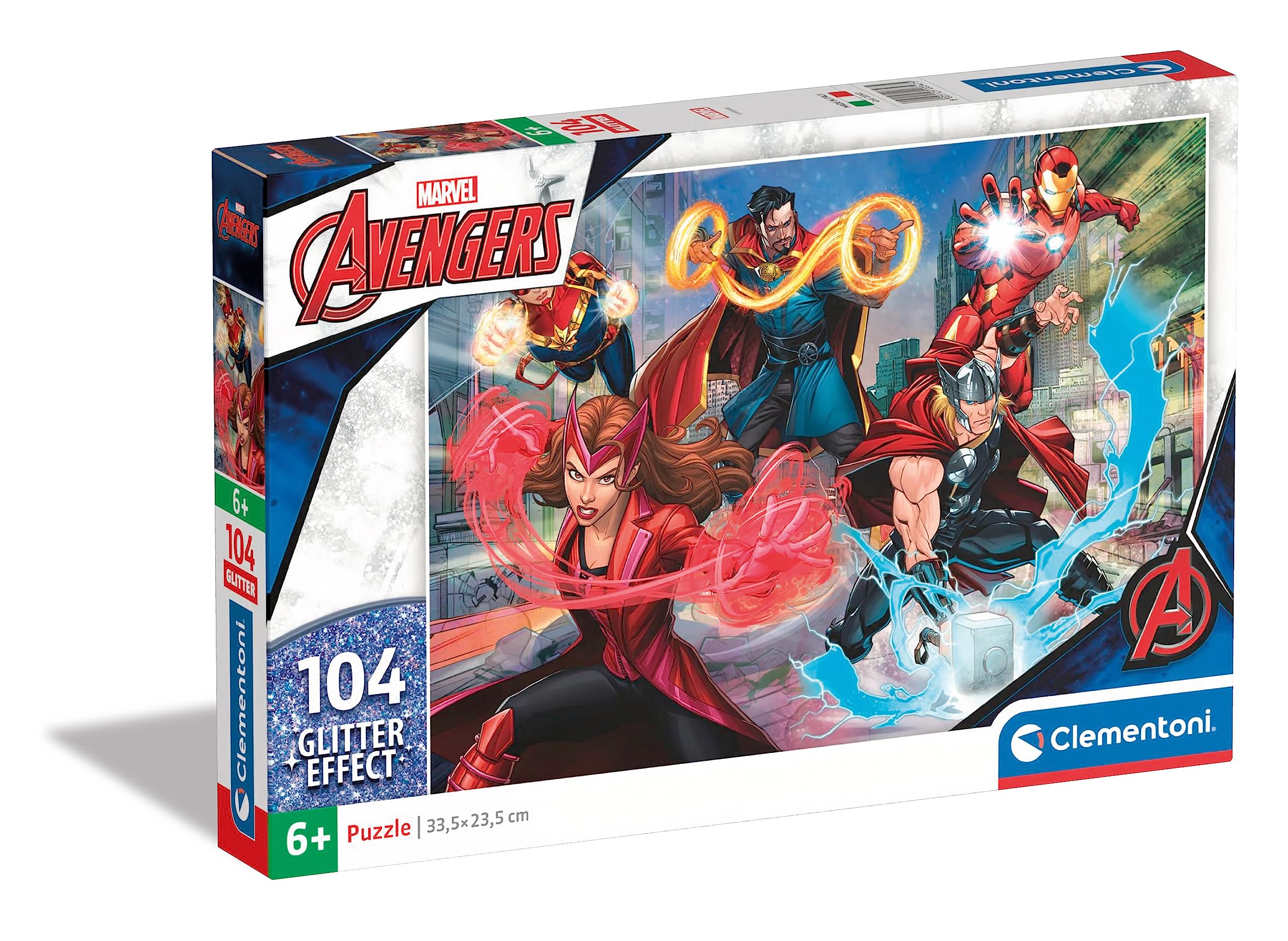 Clementoni - 20347 - Supercolor Puzzle Glitter Marvel Avengers - 104 Pieces - Jigsaw Puzzle For Kids Age 6