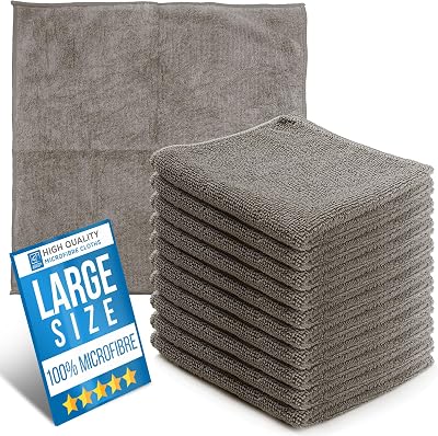 TDBS Microfiber Cleaning Cloth Large 40x40cm 10 Packs Grey