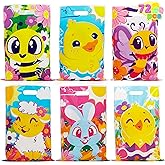 JOYIN 72 Pcs Easter Large Plastic Tote Bags, Easter Goodie Treat Gift Bags for Egg Hunt, Kids Party Favor Party Supplies(Animals and Flowers)