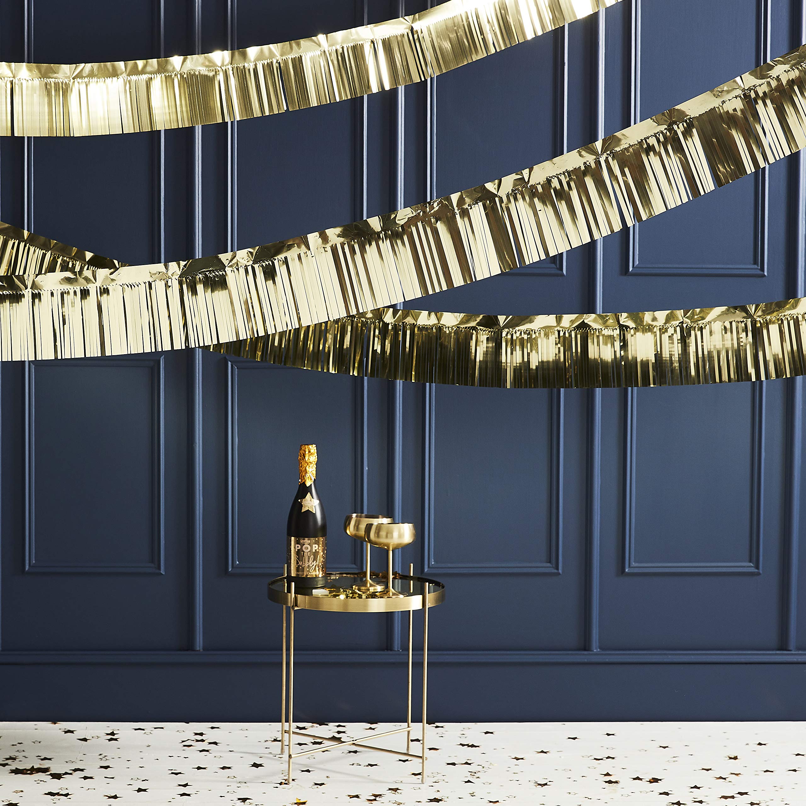 Ginger Ray Gold Foiled Fringe Garland Hanging Banner Bunting Party or New Year Eve Decoration 5m - Pop The Bubbly