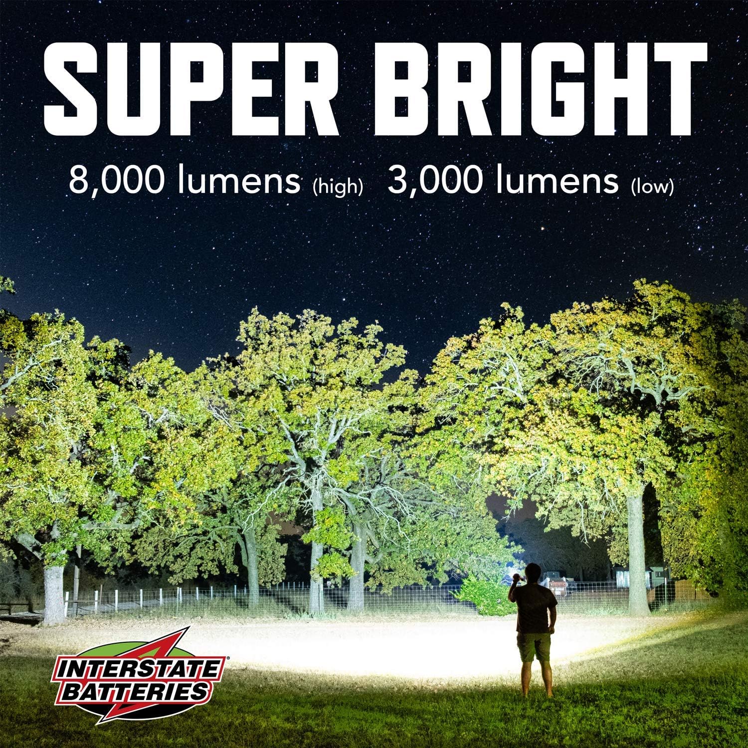 Interstate Batteries 8000 Lumen Flashlight Rechargeable LED Flood Light with Portable Power Bank, Micro-USB Charging Port, Anodized Finish (LIG6100) - - 