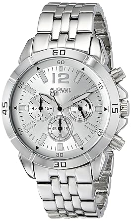 August Steiner Mens AS8111SS Chronograph Silver-tone Bracelet Watch