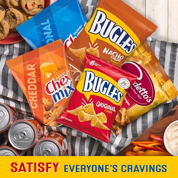 CLASSIC MIX SNACK VARIETY PACK, BUGLES ORIGINAL AND NACHO CHEESE, GARDETTO’S ORIGINAL RECIPE, CHEX MIX TRADITIONAL AND CHEDDAR, 20 CT, 28 OZ