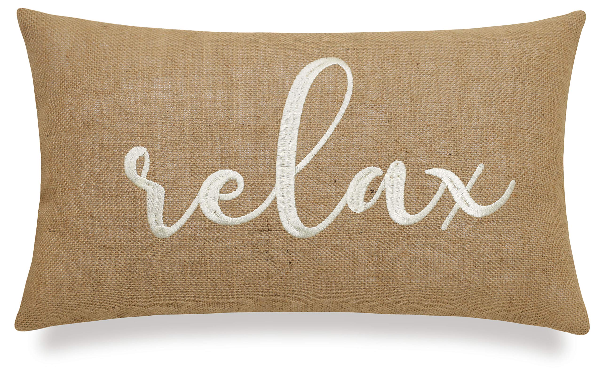 Buy EURASIA DECOR Relax Linen Embroidered Decorative Lumbar Accent