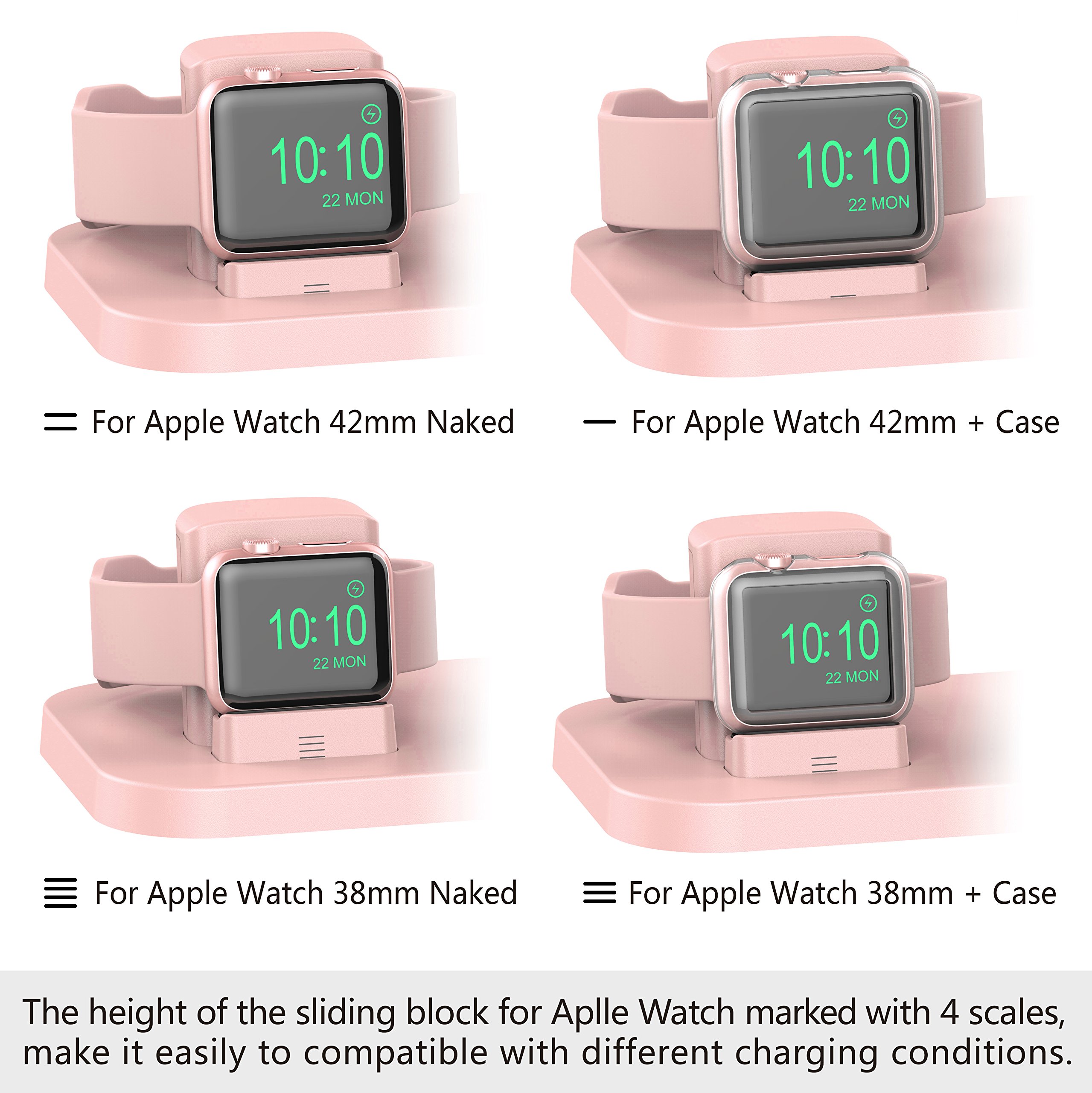 Apple Watch Stand, BEACOO Charging stand Dock Station -- Support Apple Watch NightStand Mode and iPhone 7/7 plus/SE/5s/6S/PLUS with Various Case (Pink Sand)