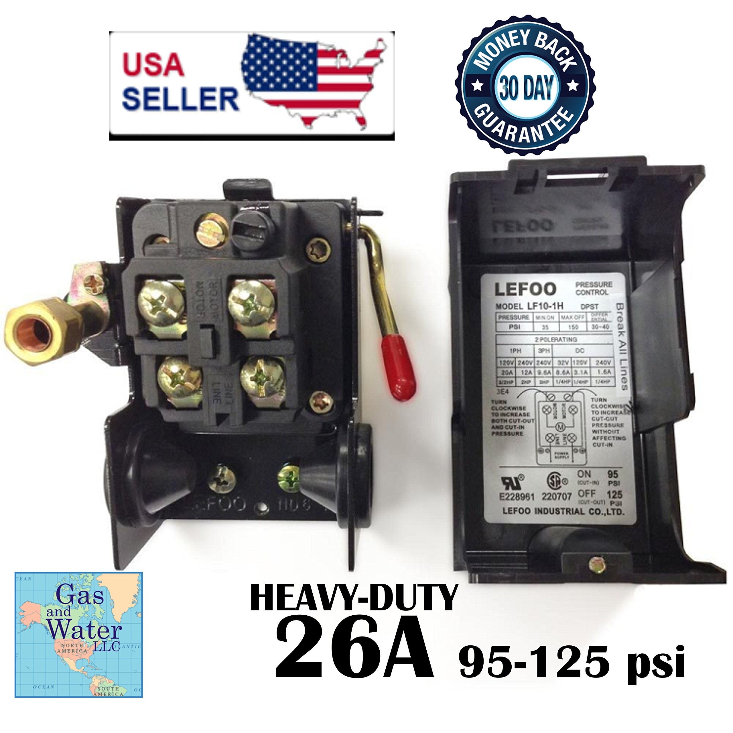 Pressure Switch for Air Compressor 95125 psi Single Port HEAVY DUTY