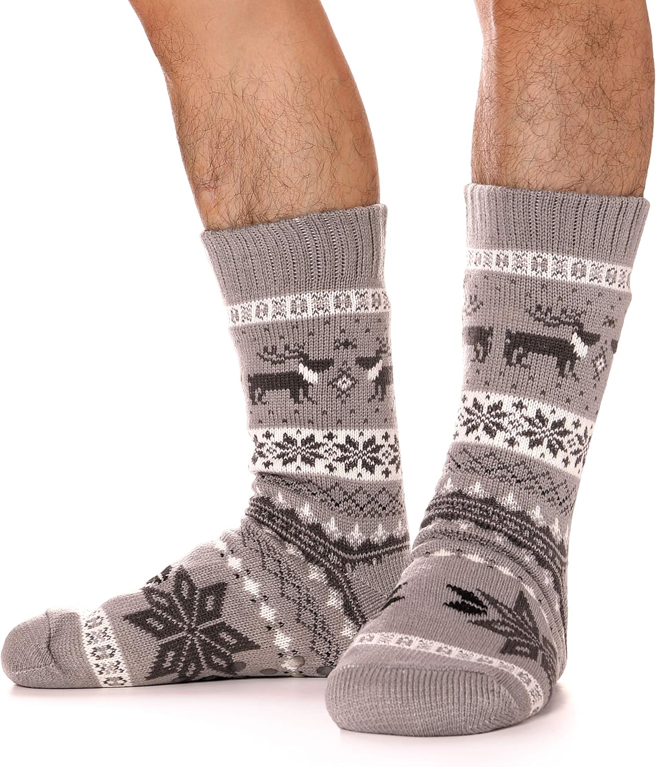 Mens Slipper Socks Fluffy Fuzzy Non Skid Warm Plush Cabin Socks Cozy