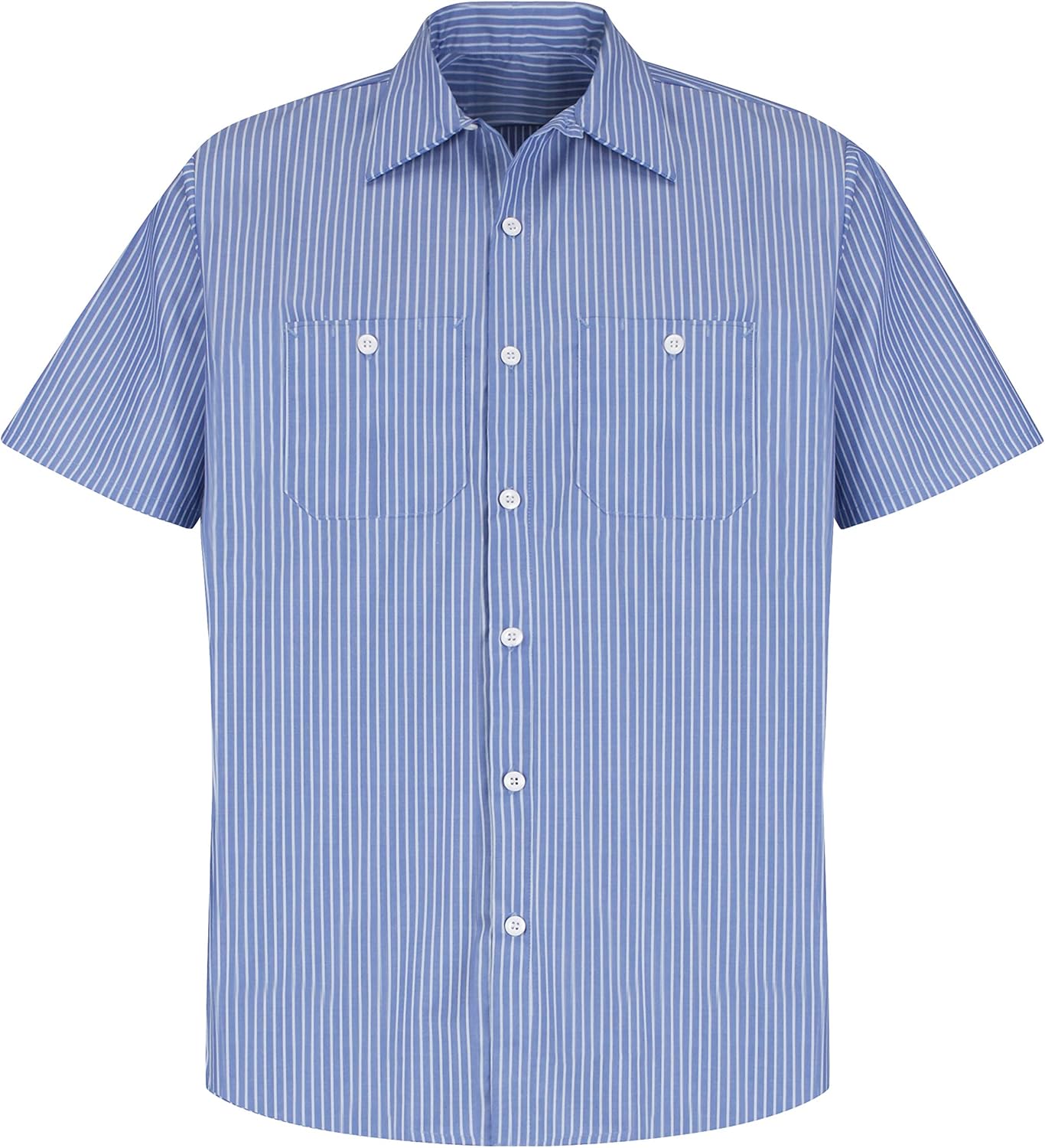 Red Kap Men's Industrial Stripe Work Shirt, Regular Fit, Short Sleeve: Clothing