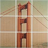 Amazon Brand – Rivet 9-Piece Golden Gate Bridge Mural Wall Art on Wood, 60" x 60"