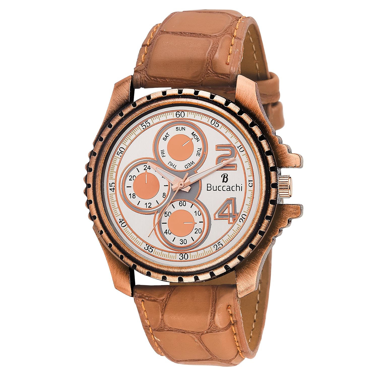 buccachi analogue white dial mens watch b-g5002-wt-br