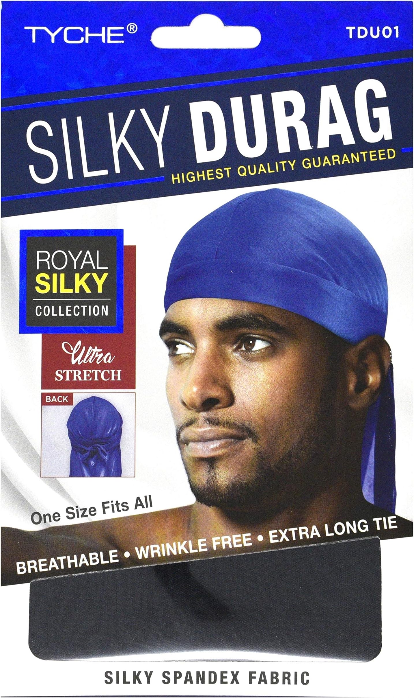 Tyche Silky Durag Royal Silky Collection Ultra Stretch Black