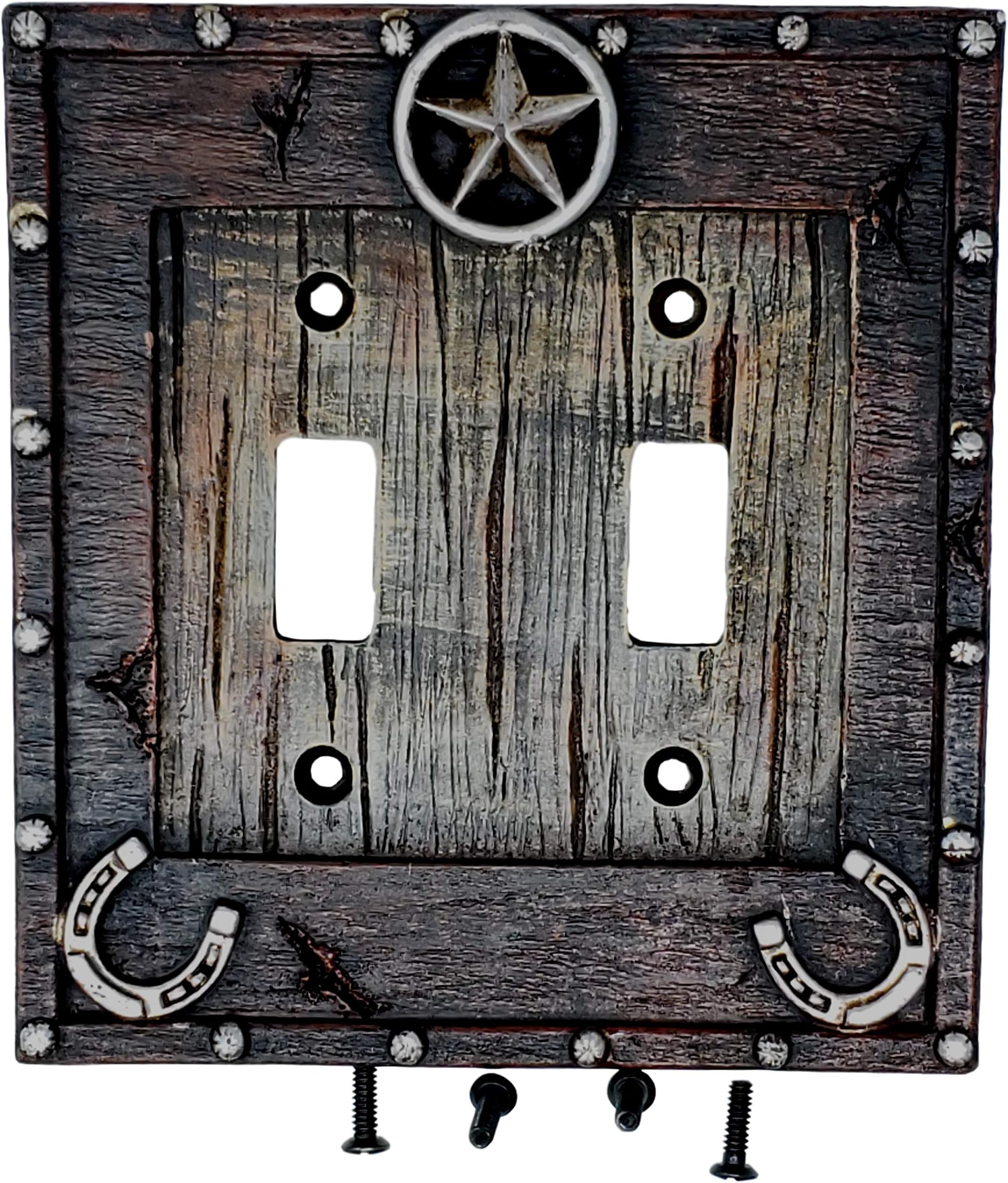 Rainbow Trading RA 8827 Western Star and Horseshoe Decorative Double Switch Plate Cover