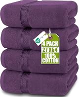 Utopia Towels 4 Piece Bath Towel Set 69x137 cm 100% Ring Spun Cotton Plum