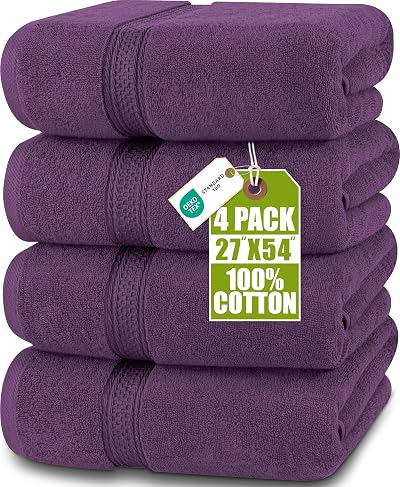 Utopia Towels 4 Piece Bath Towel Set 69x137 cm 100% Ring Spun Cotton Plum