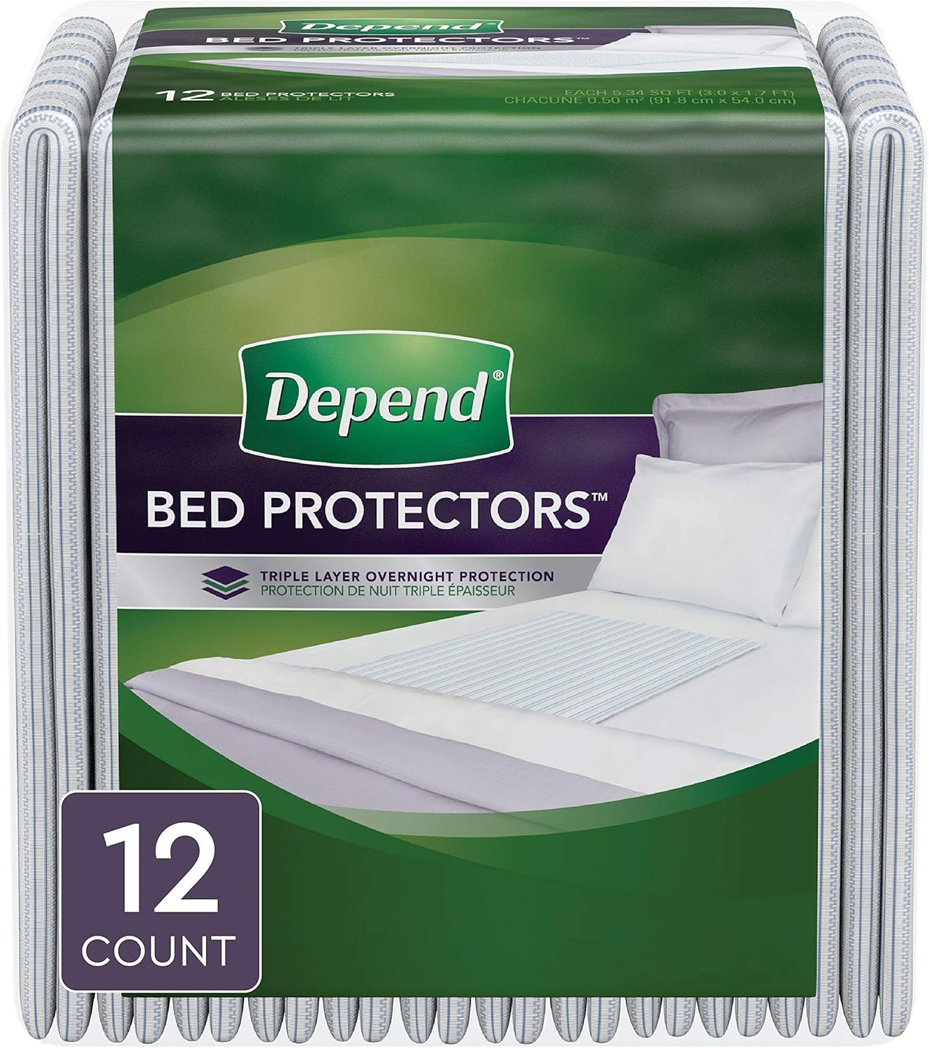 Depend Waterproof Bed Pads/Underpads for Incontinence, Disposable, 36" x 20.4", Overnight Absorbency, 24 Count (2 Packs of 12): Health & Personal Care