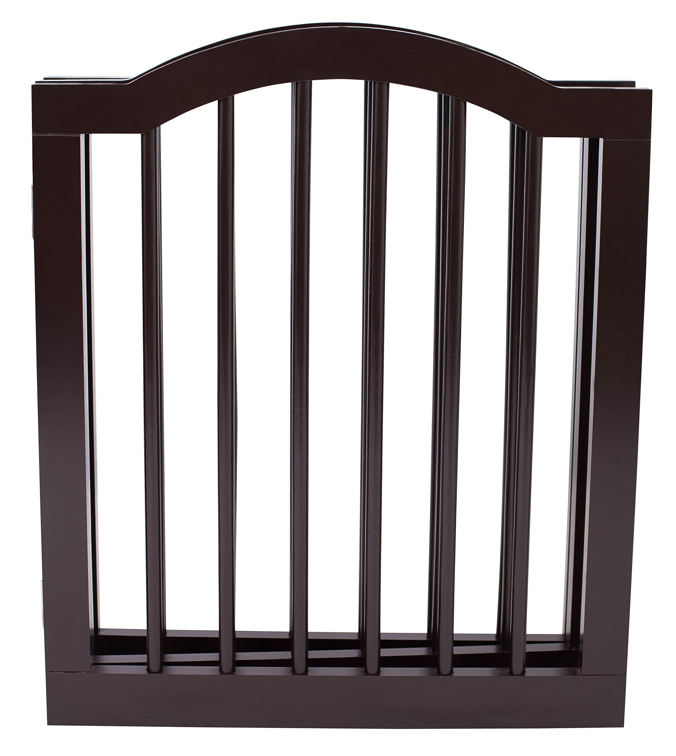 Internet's Best Pet Gate with Arched Top | 3 Panel | 24 Inch Step Over Fence | Free Standing Folding Z Shape Indoor Doorway Hall Stairs Dog Puppy Gate | Fully Assembled | Espresso | Wooden