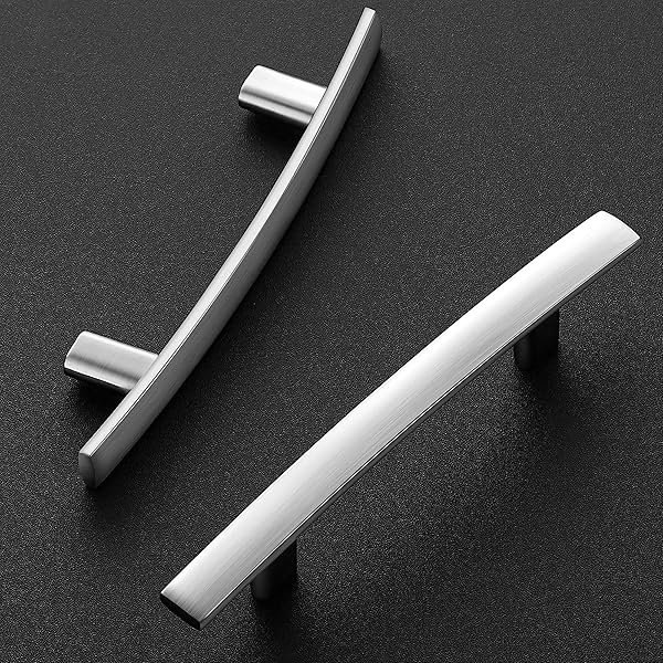 RAVINTE 5-3/16 INCH CURVED CABINET PULLS BRUSHED NICKEL KITCHEN ARCH CUPBOARD HANDLES ZINC ALLOY CABINET PULLS 5-3/16″ LENGTH,3″ HOLE CENTER | 30 PACK